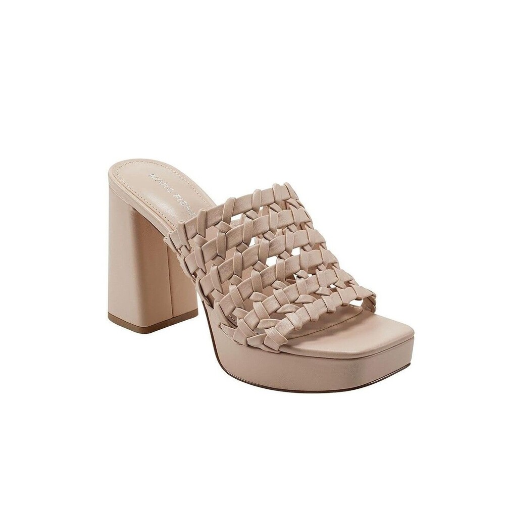 Marc Fisher Womens 9.5 M Light Natural Gervasi Platform Block High Heels NIB ZV1